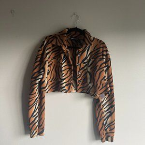 Tiger Print Cropped Jacket